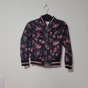 Floral Black and Pink Bomber Jacket/ Urban Republic